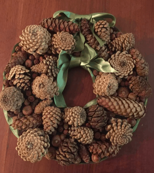 Pinecone upcycled wreath