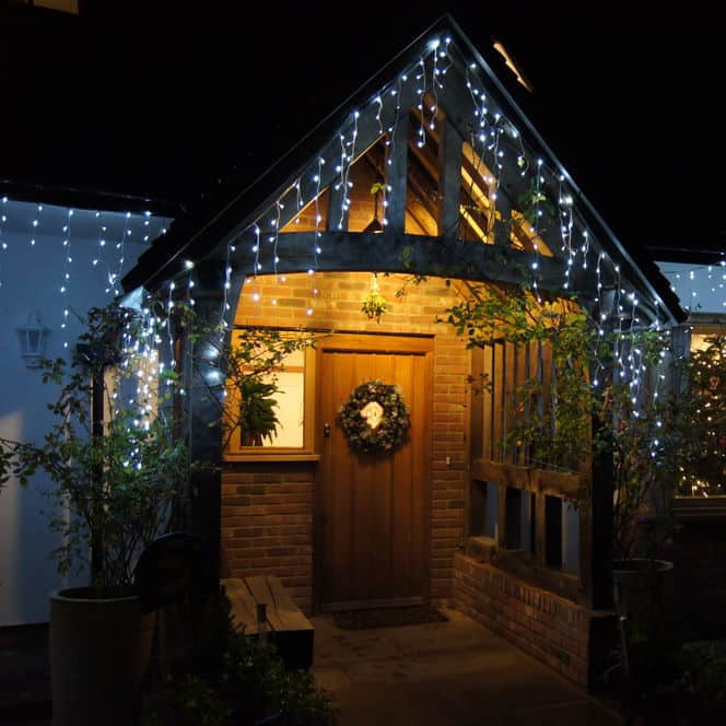 Christmas lights on porch