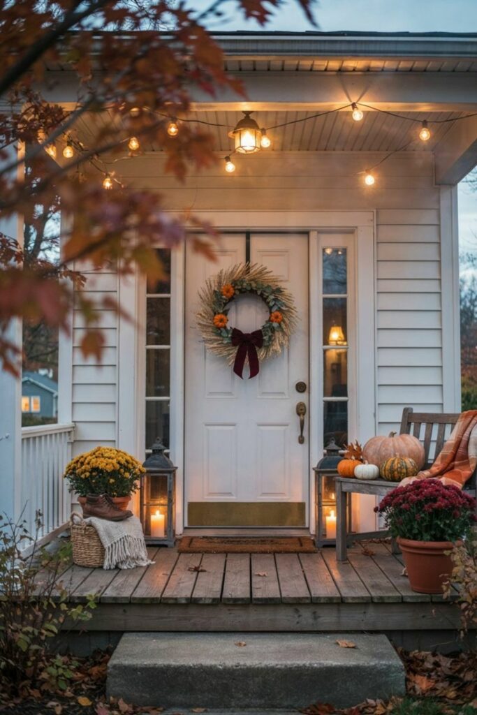 Candlelit porch in the fall