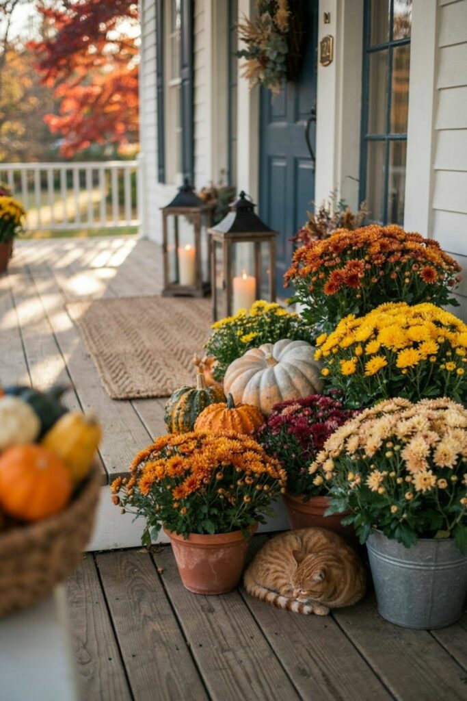 fall porch ideas with mums