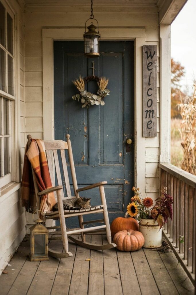 rustic fall front porch ideas